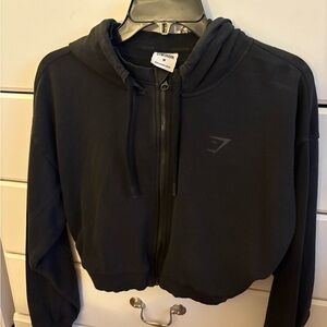 Gymshark Cropped Black Zip-Up Hoodie